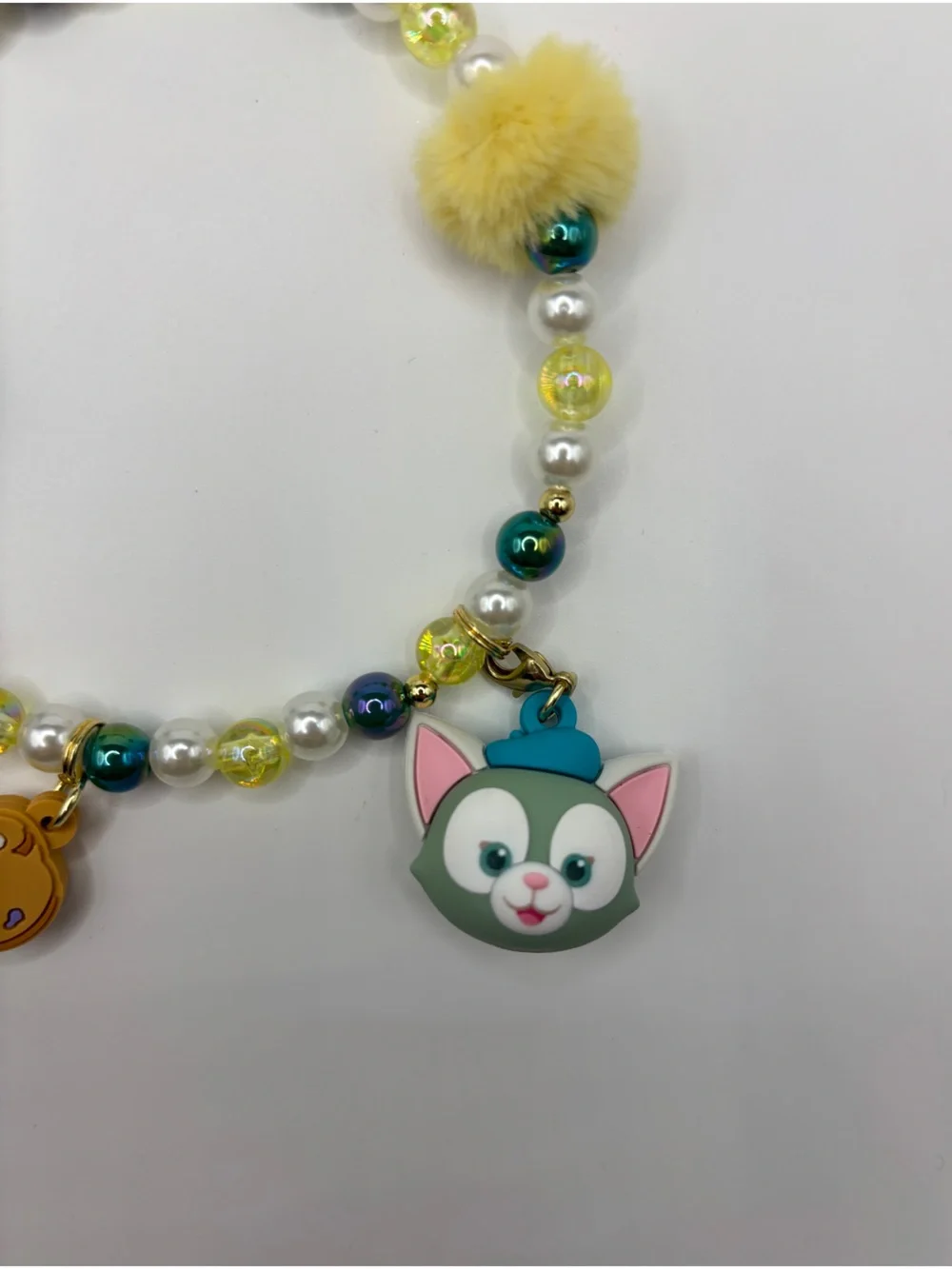 Disney HK Disneyland Duffy & Friends Beaded Gelatoni Cat Phone Strap Keychain